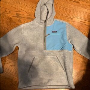 Blue mens patagonia - mens retro pile fleece hoodie size large